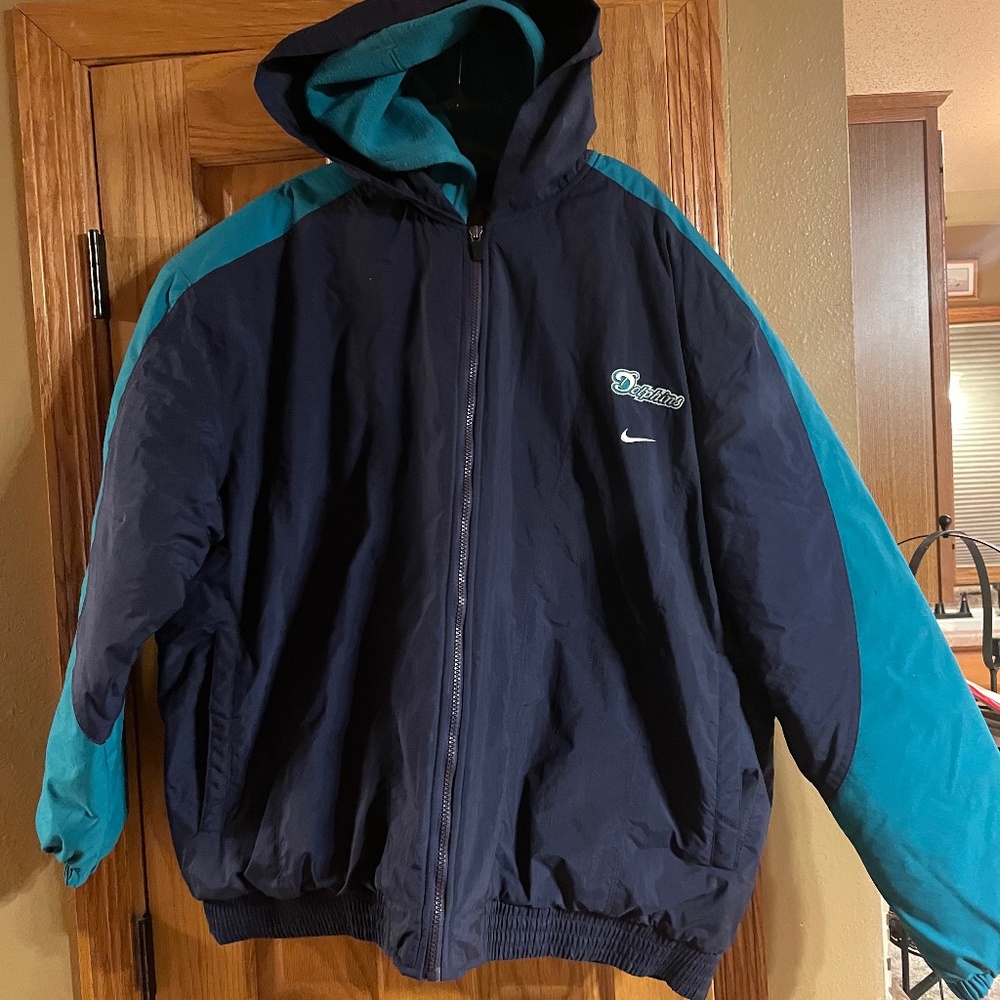 Vintage NFL Nike “Miami Dolphin’s” jacket. Full Zip Pro Player Lined Jacket
